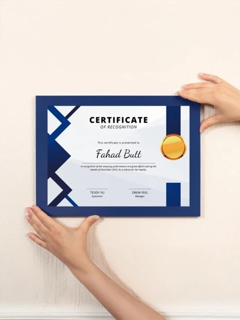 Printed certificate