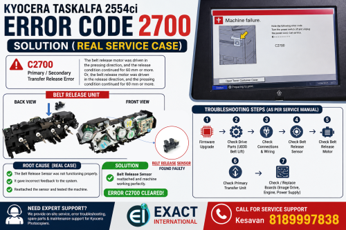 Kyocera Taskalfa 2554ci error code 2700 solution belt release sensor fix